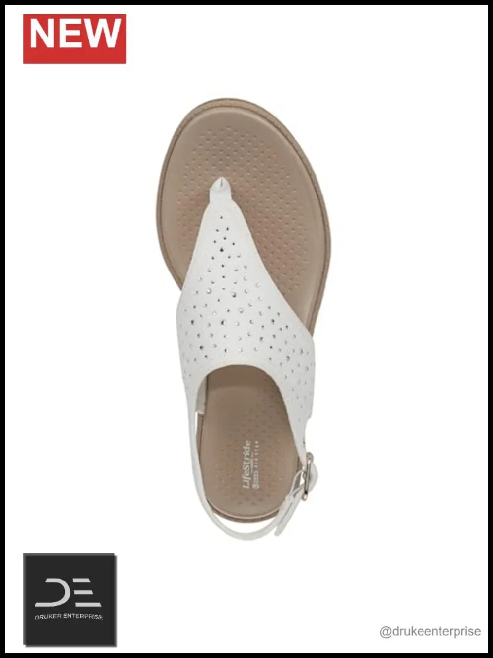 LifeStride Women's Beachy Bright Thong Wedge Sandals w/ Rhinestone Accents